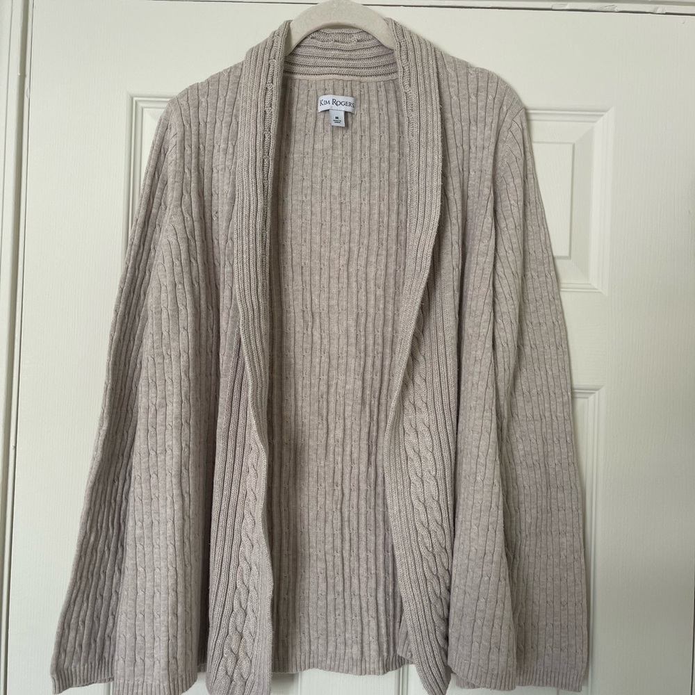 Kim Rogers Grey Cotton Cable Knit Cardigan